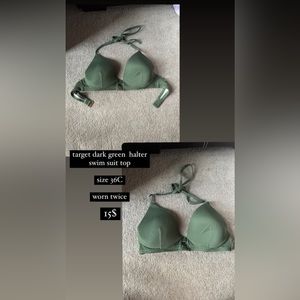 dark green halter swim suit top
